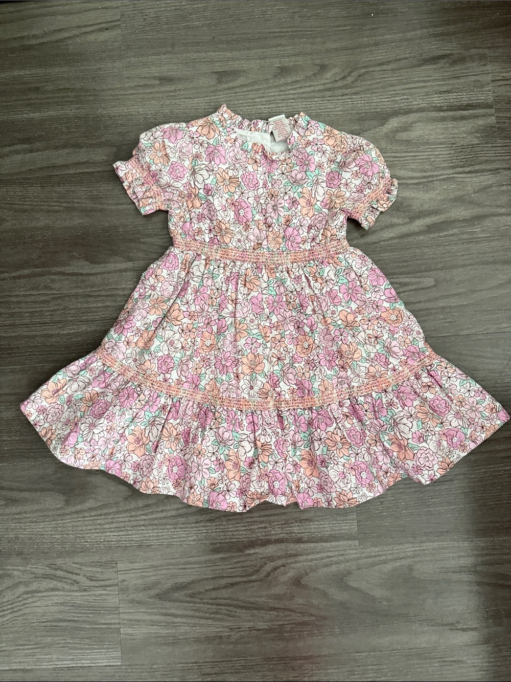 Rachel Zoe Pink Floral Tiered Smocked Dress